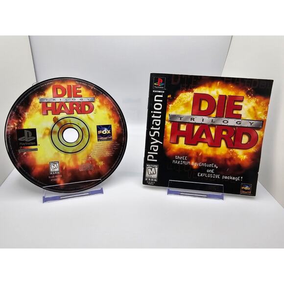 Die Hard Trilogy Play Station 1 PS1 Black Label w/ Manual Tested - Picture 1 of 3